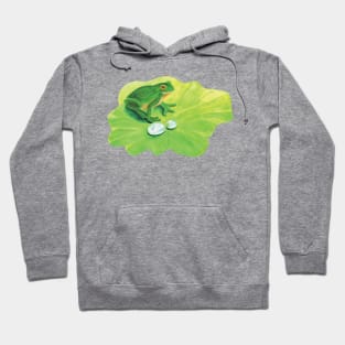 Frog On A Lily Pad Illustration Hoodie